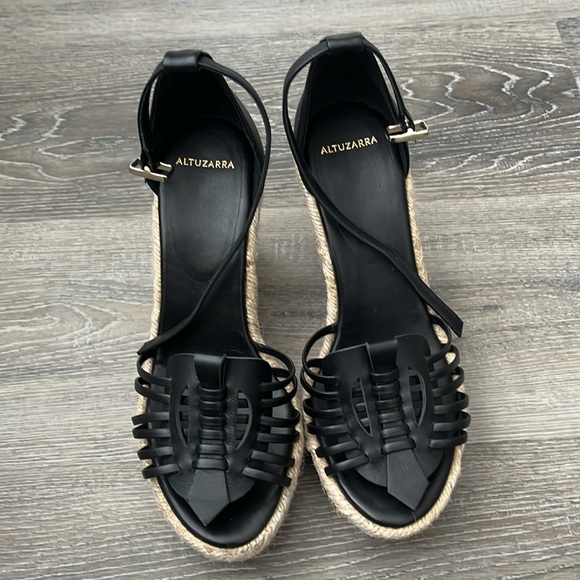 Altuzarra Black Espadrille Wedge Sandals - Picture 5 of 7
